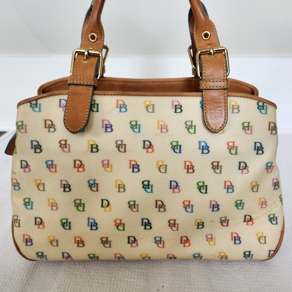 Dooney & Bourke Multi-Colored Leather-Trimmed Monogram Y2K Handle Bag w/Dust Bag - Picture 3 of 16